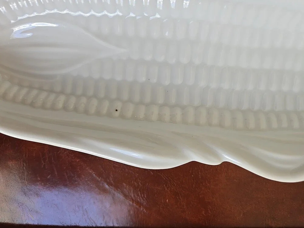 MCM Set Of 3 White Ceramic Corn On The Cob Plates Farmhouse Decor